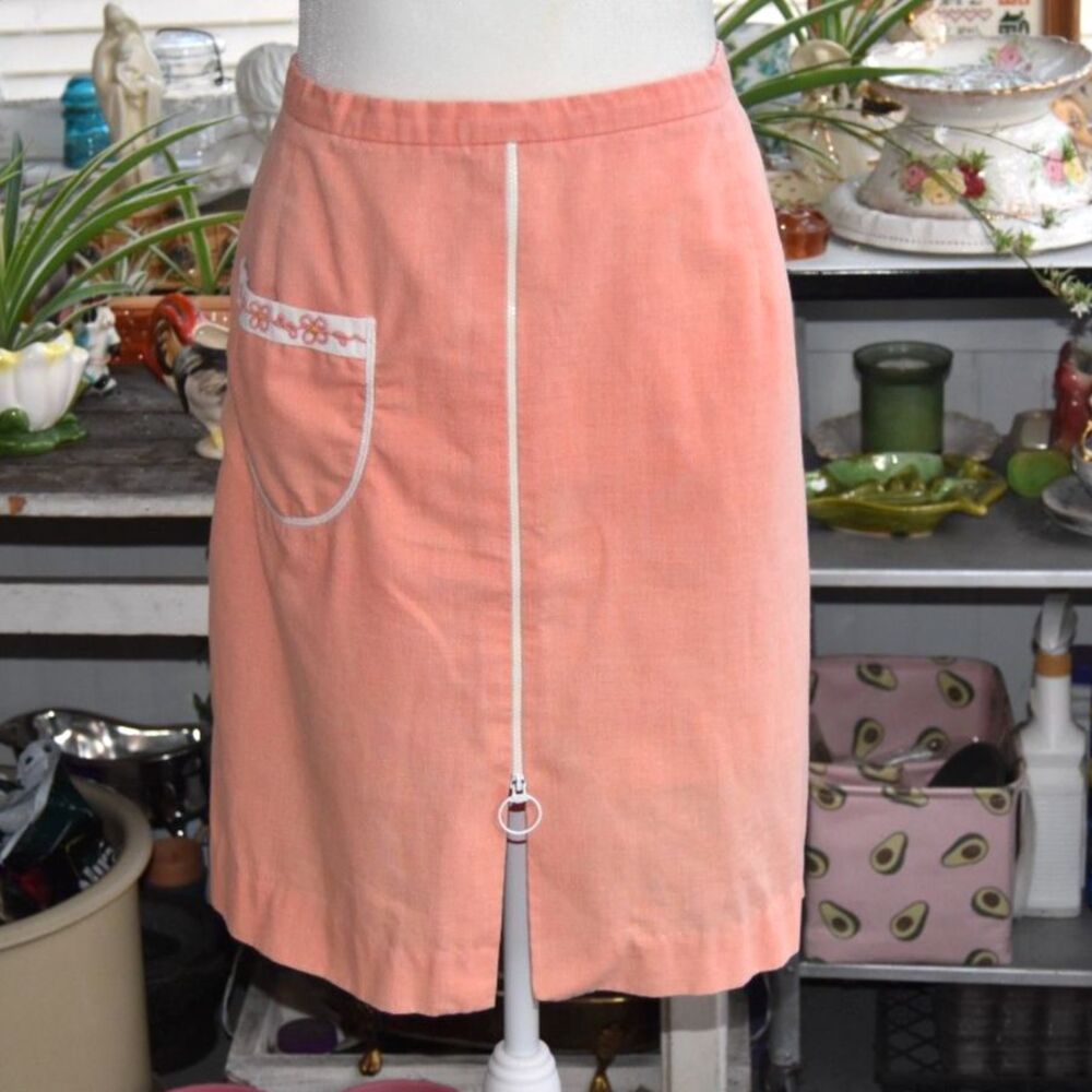 Vintage 60s Leon Levin Skort Wrap Skirt Shorts Coral Talon Zip Mod 35 Waist